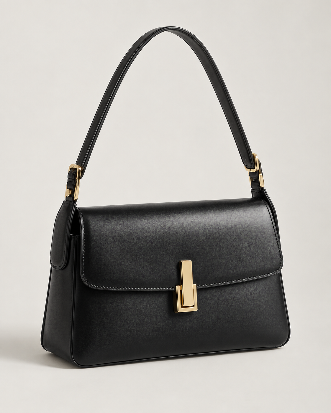 Luxury black handbag editorial scene